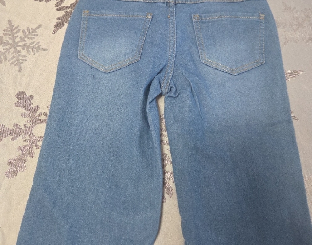 Wallflower Girls's Size 10 Light Blue Floral Flare Jeans - Picture 7 of 11